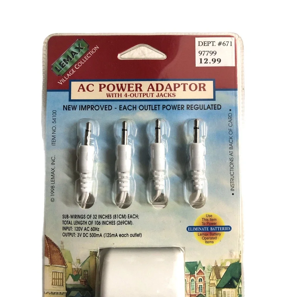 Lemax Village Collection AC Power Adapter with 4-Output Jacks 3V #54100 1998 NEW